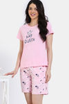 Zivame Joyful Jingles Knit Cotton Shorts Set - Rose Shadow — thumbnail 3